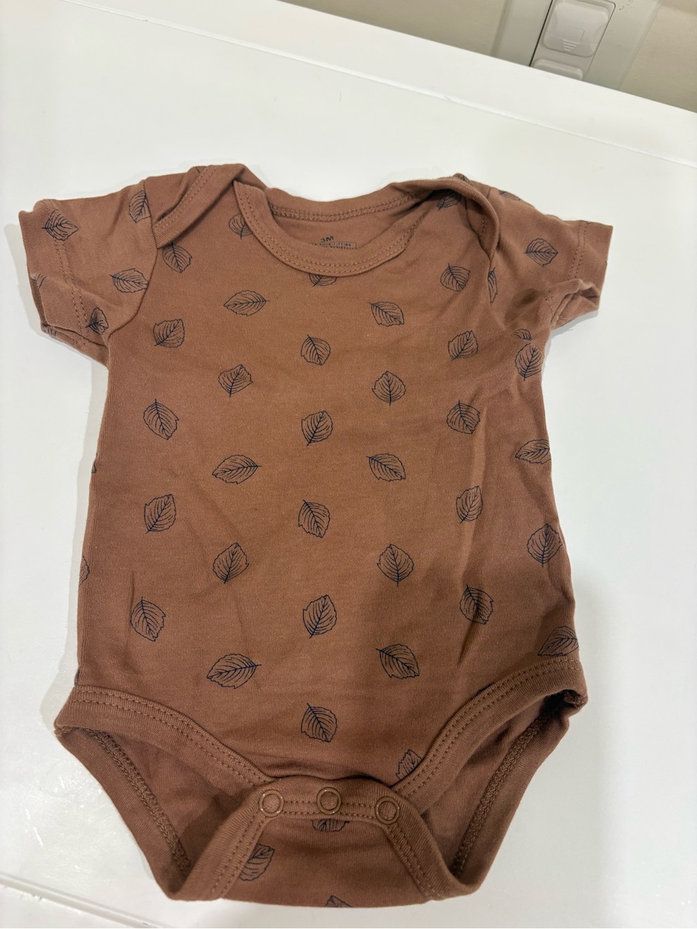 Brown Leaf-Print Baby One-Piece